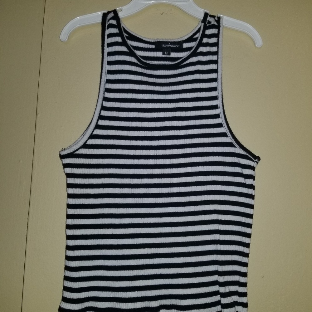 Black & White Striped Crop Tank